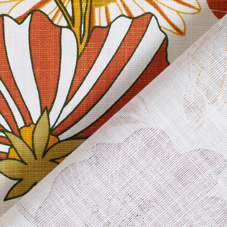 Decor Fabric Panama colourful flowers – cream/terracotta,  image number 4