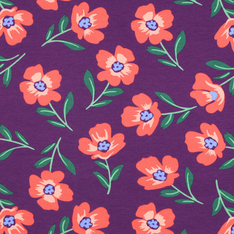 Brushed Sweatshirt Fabric Flowers | by Poppy – red lilac/lobster,  image number 1