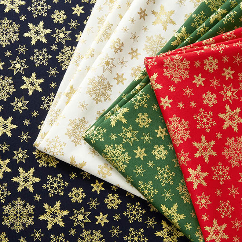 Cotton Poplin Snow Crystals – midnight blue/gold, image number 5