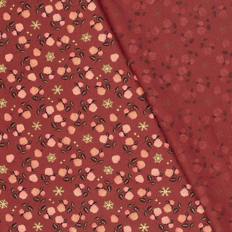 Cotton Poplin classic roses – dark red/gold,  image number 4