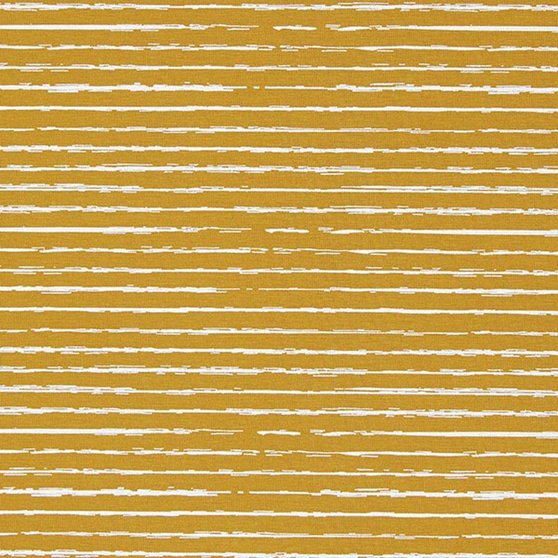 Cotton Jersey Scribble Stripes – mustard,  image number 1