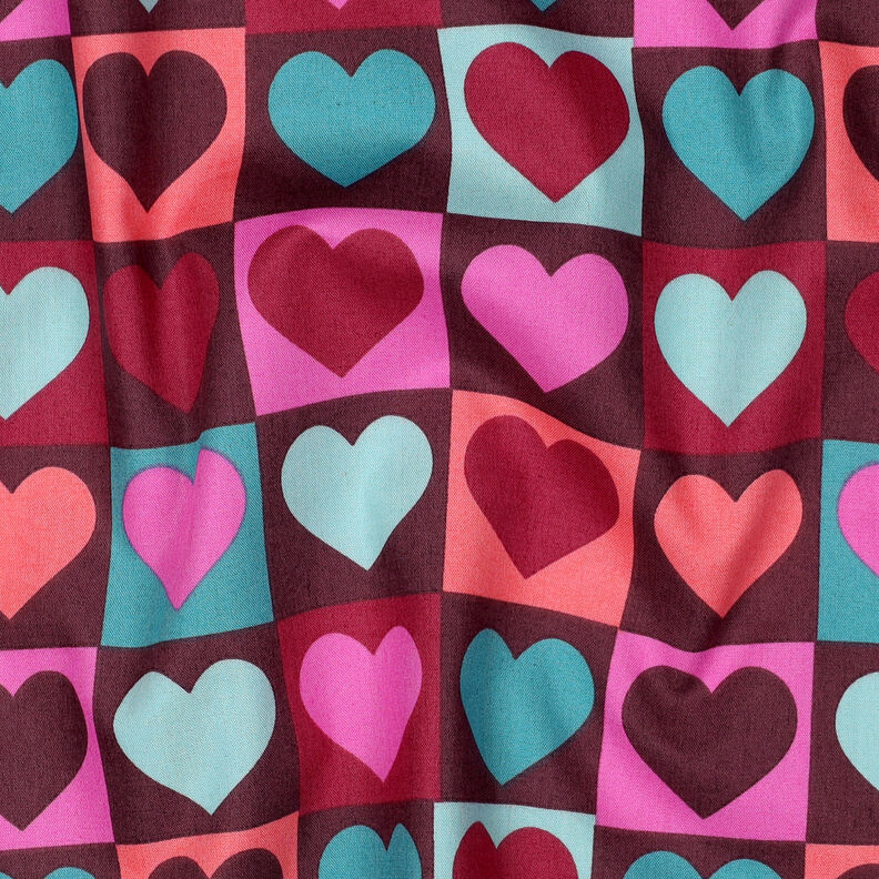 Cotton Poplin Diamond hearts | Poppy Fabrics – burgundy,  image number 2