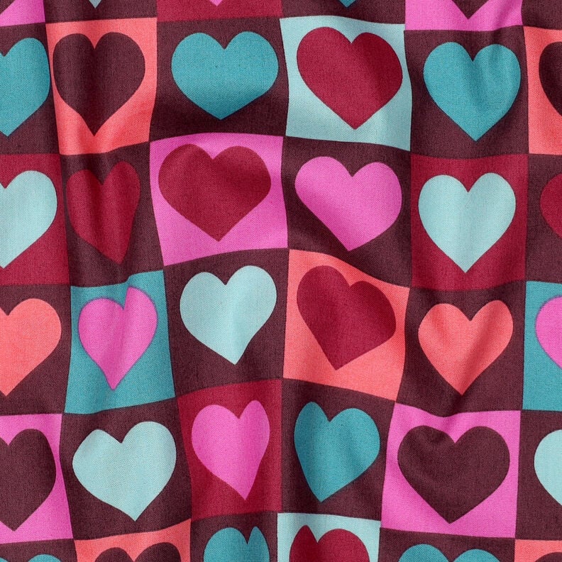 Cotton Poplin Diamond hearts | Poppy Fabrics – burgundy, image number 2