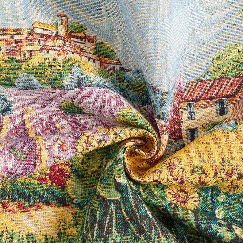 Decorative Panel Tapestry Fabric blooming landscape – carmine/light beige,  image number 3