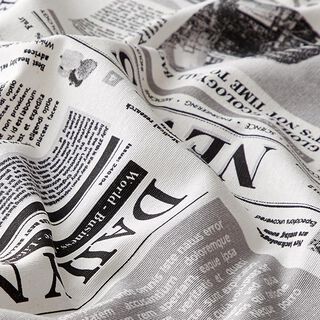 Decor Fabric Ottoman News – white/grey, 