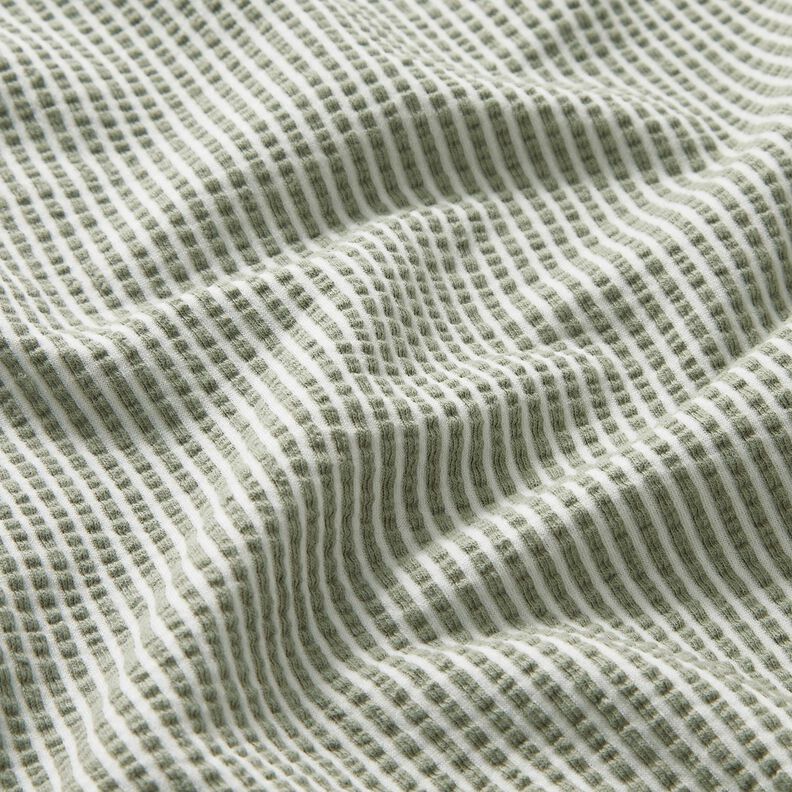 Cotton Jersey Seersucker Fine Stripes – reed/white,  image number 2