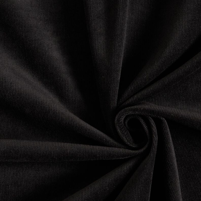 Stretchy fine corduroy – black, image number 1