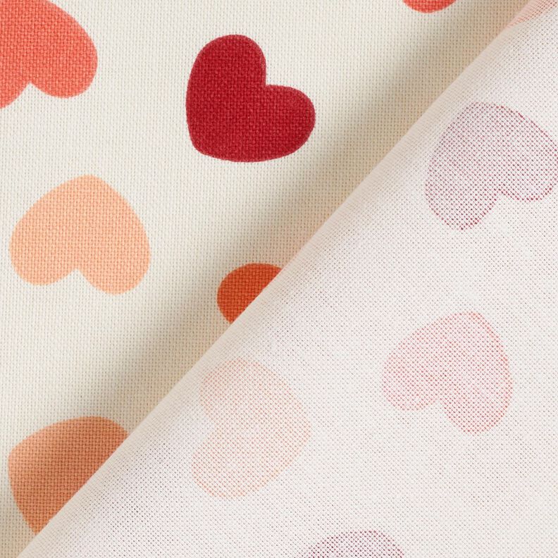 Decor Fabric Half Panama dispersed hearts – cream/dark red,  image number 4