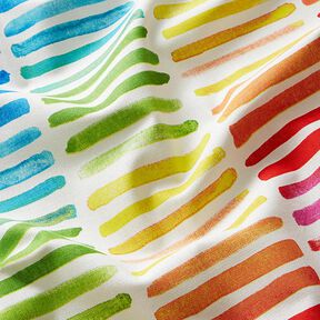 Decor Fabric Half Panama rainbow stripes – white, 