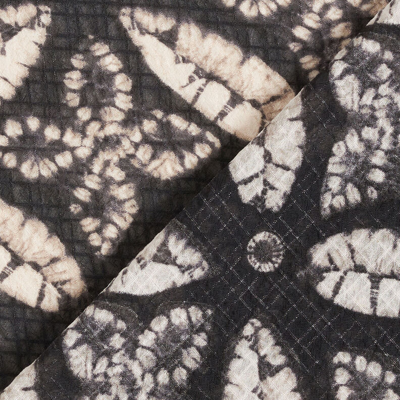 Crêpe Chiffon Leaf Print – black/beige,  image number 5