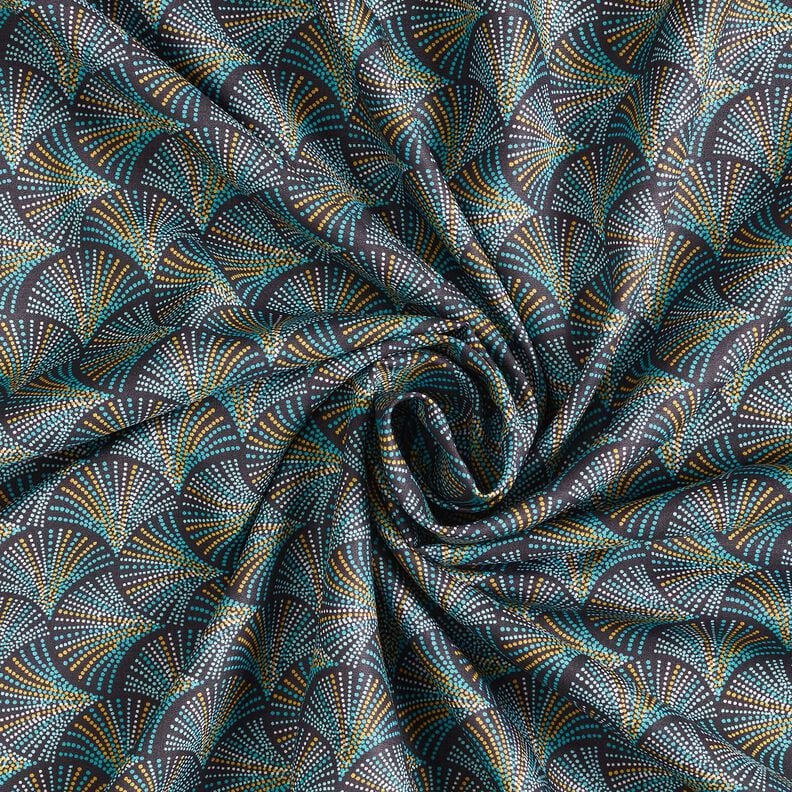 viscose fabric Retro fans – midnight blue/turquoise,  image number 3