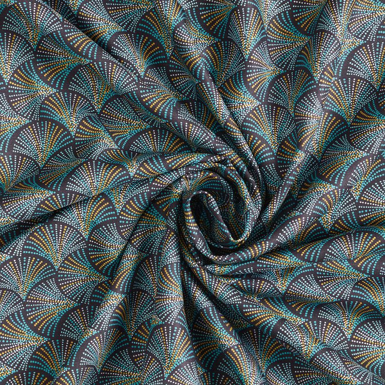 viscose fabric Retro fans – midnight blue/turquoise, image number 3