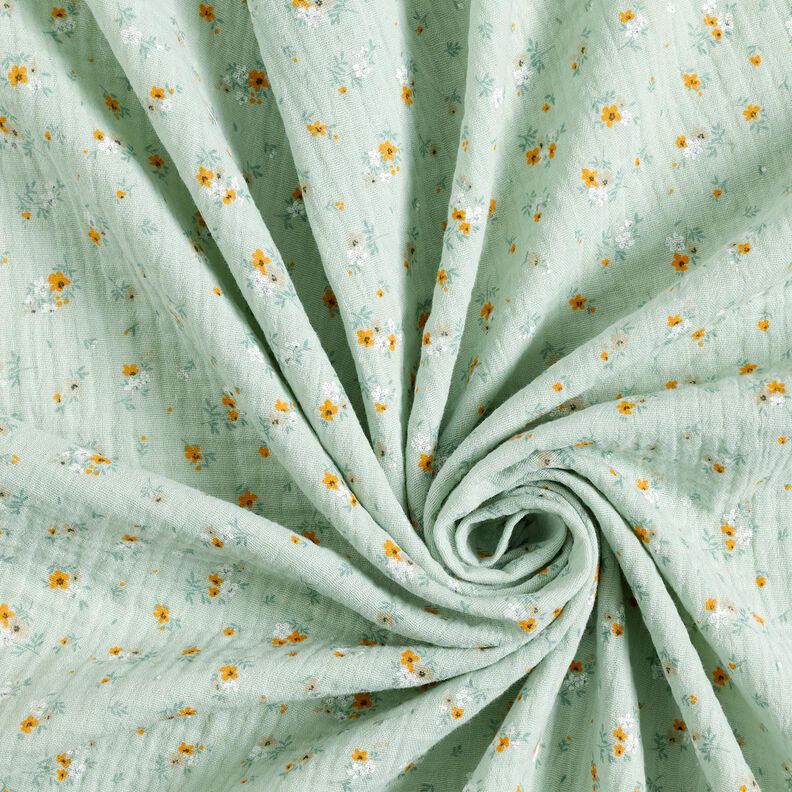Double Gauze/Muslin romantic little flowers – pale mint, image number 3