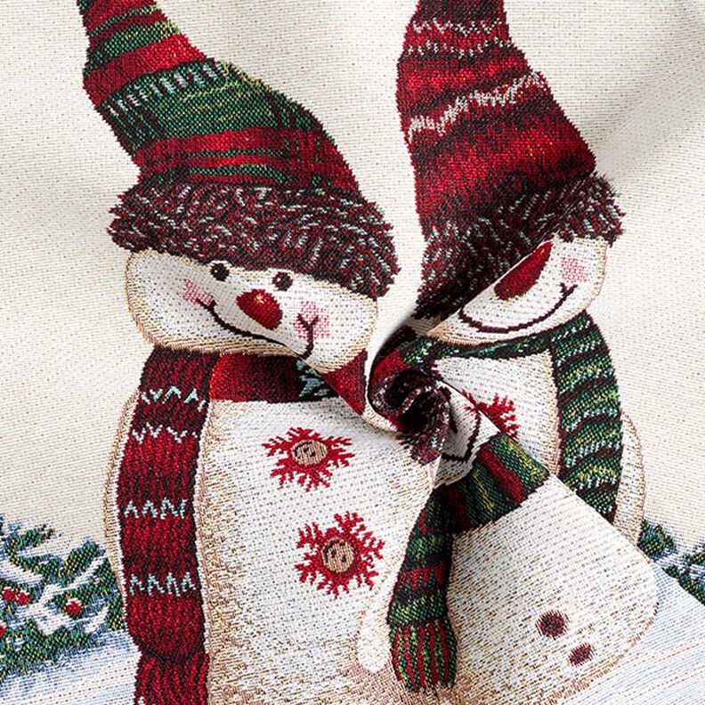 Panel Tapestry Fabric snowman trio – light beige, image number 3