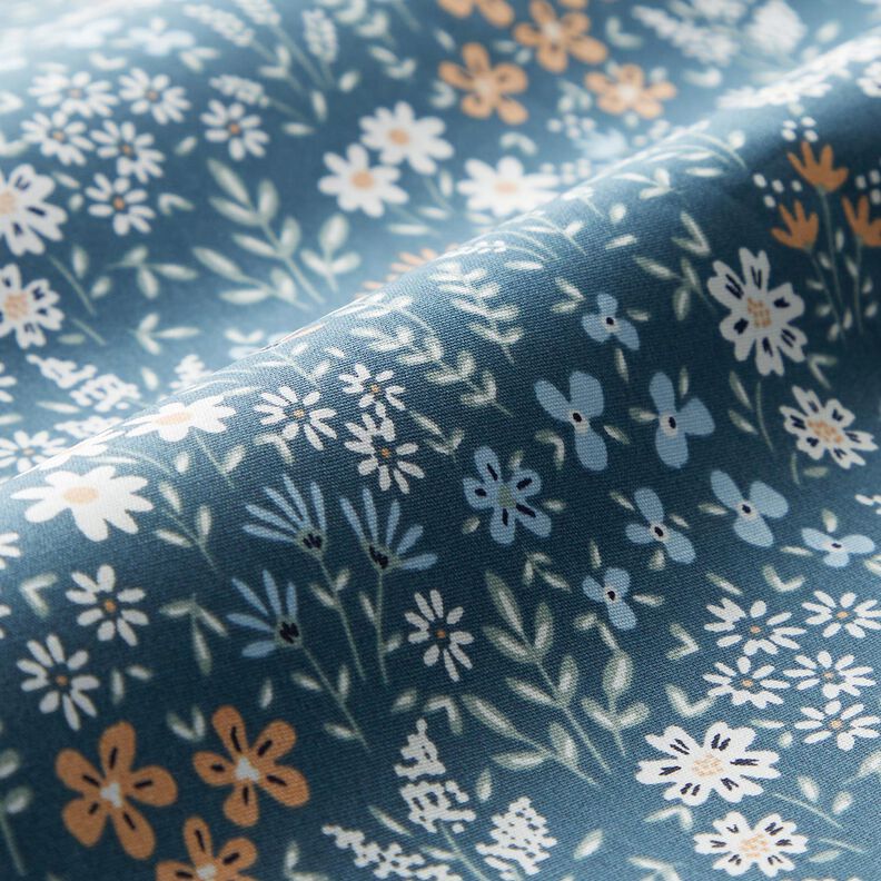 Coated Cotton colourful floral meadow – light wash denim blue/light blue,  image number 3