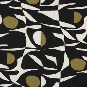 Viscose Linen Blend geometric pattern – black/olive, 