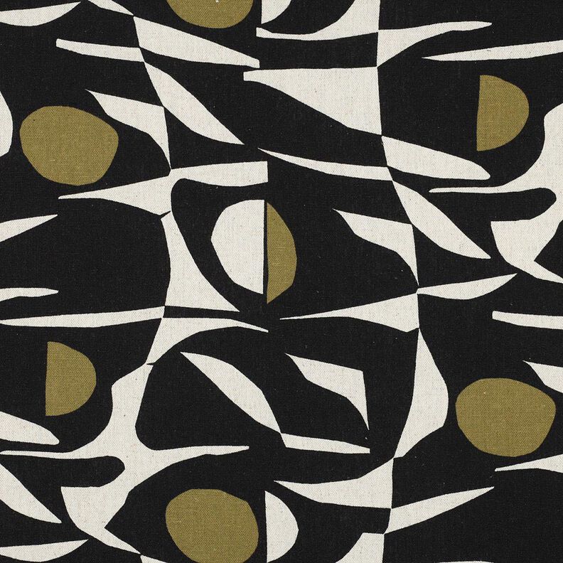 Viscose Linen Blend geometric pattern – black/olive,  image number 1