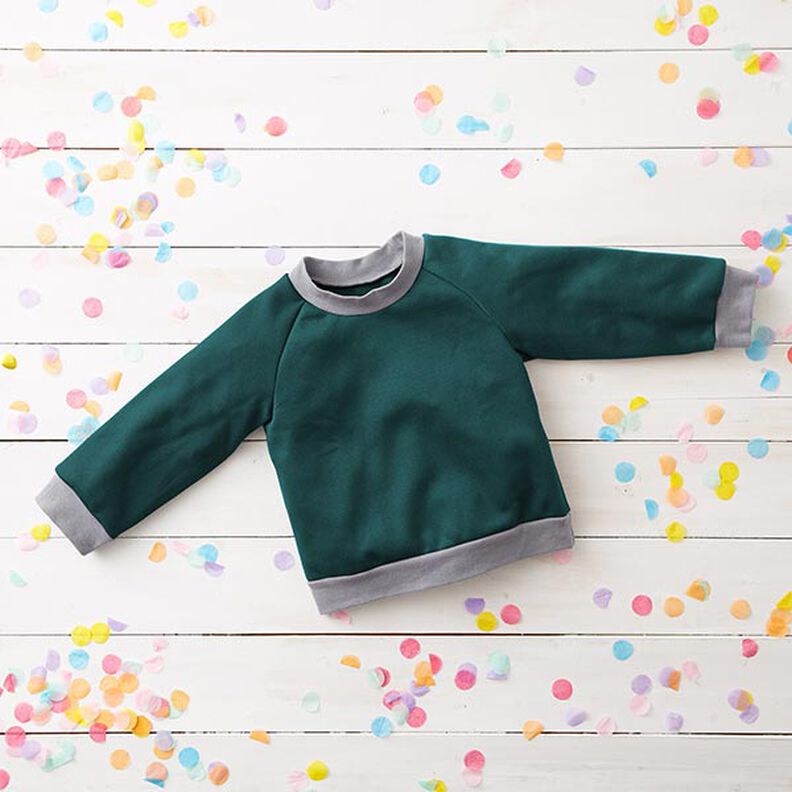 Light Cotton Sweatshirt Fabric Plain – dark green,  image number 7