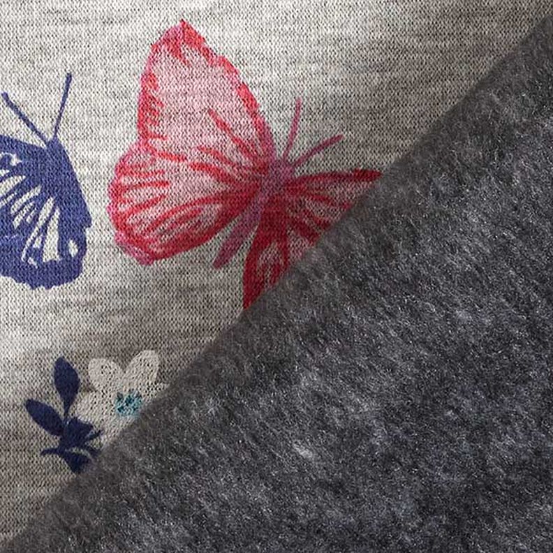Alpine Fleece Butterflies and flowers Mottled – silver grey,  image number 4
