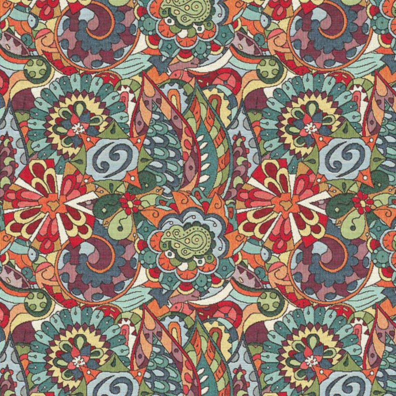 Floral Mandala Decor Tapestry Fabric – black,  image number 1