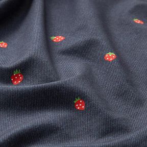 Cotton Jersey Jeans look strawberries Digital Print – blue grey/fire red, 