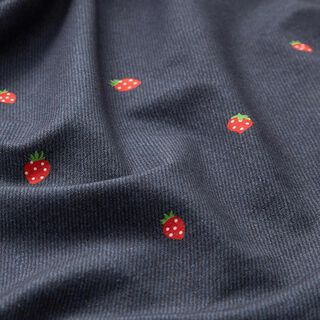 Cotton Jersey Jeans look strawberries Digital Print – blue grey/fire red, 
