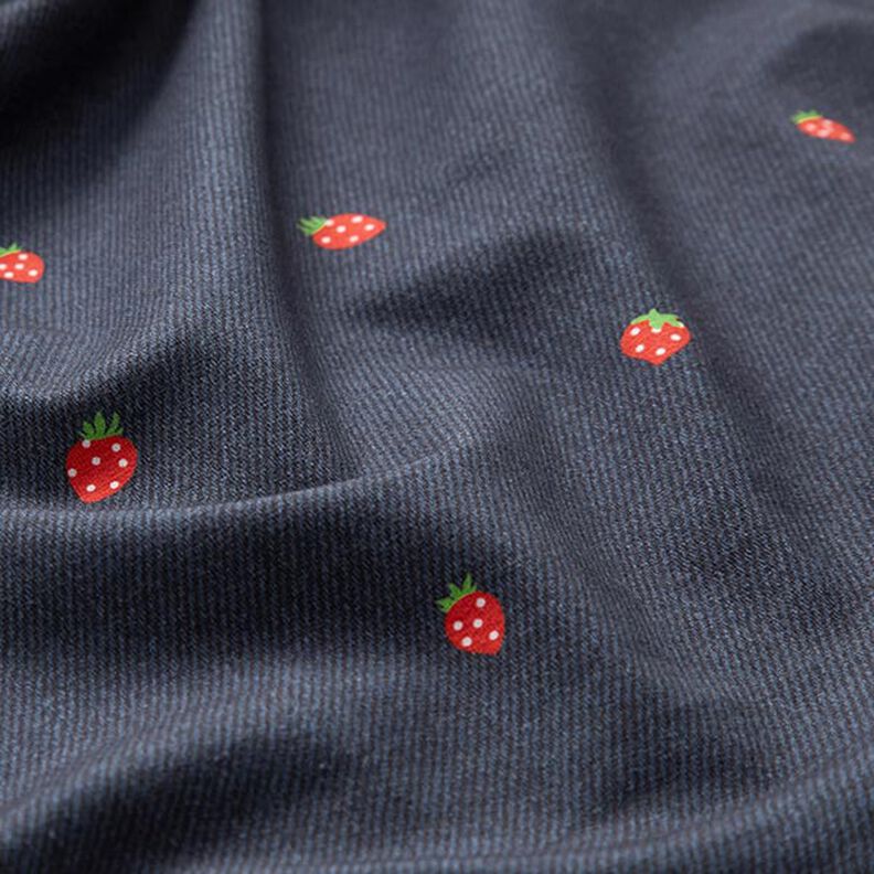 Cotton Jersey Jeans look strawberries Digital Print – blue grey/fire red,  image number 2
