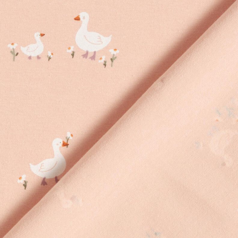 Cotton Jersey Geese and flowers – rosé, image number 4