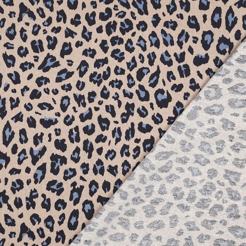 Viscose Linen Blend Leopard Print | Poppy Fabrics – cashew/midnight blue,  image number 4