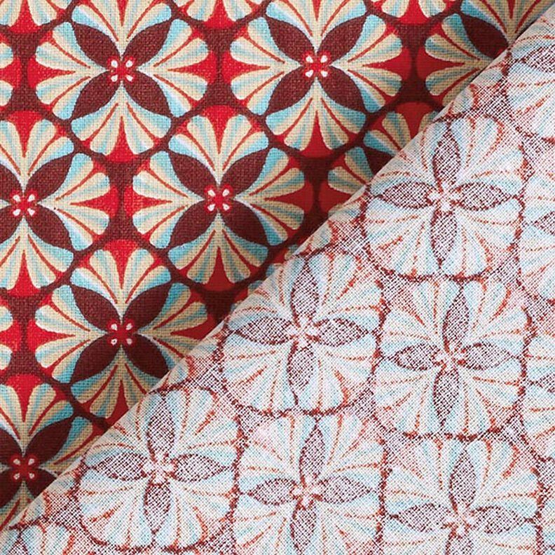 Cotton Cretonne flower tiles – burgundy/light taupe,  image number 4