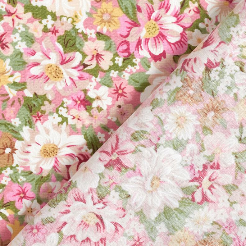 Cotton Poplin romantic flowers – pink/beige,  image number 4
