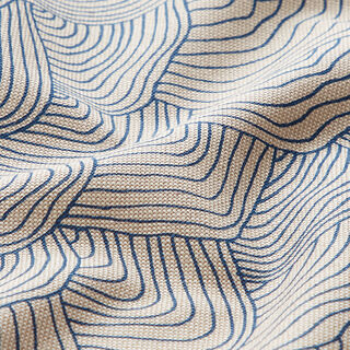Decorative half Panama fabric Wave pattern – royal blue/natural, 