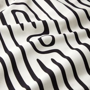 Decor Fabric Half Panama abstract striped pattern – black/ivory, 