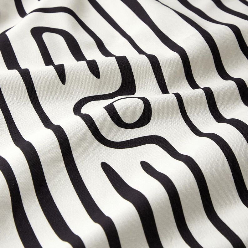 Decor Fabric Half Panama abstract striped pattern – black/ivory,  image number 2