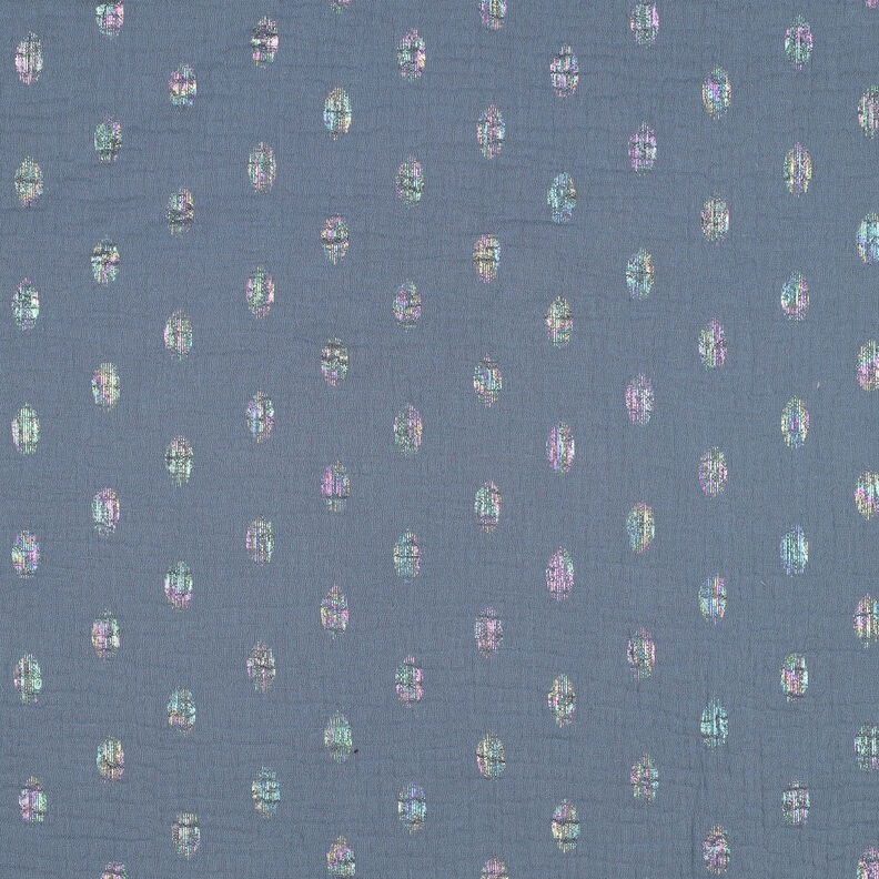 Double Gauze/Muslin dots Foil Print | by Poppy – blue grey,  image number 1