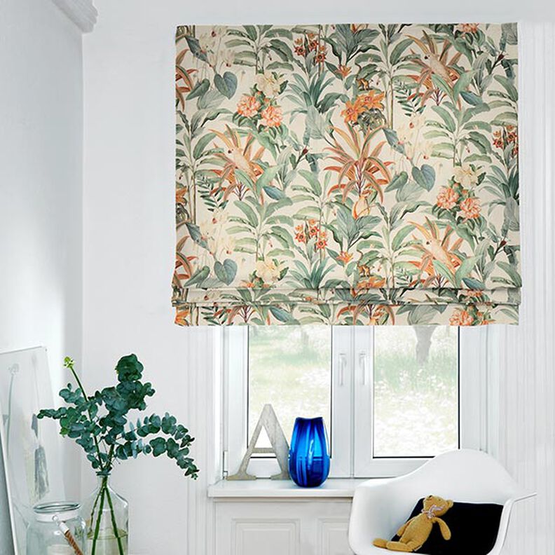 Decor Fabric Half Panama jungle Parrot – natural/green,  image number 6