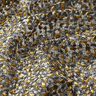 Floral Vines & Sequins Lace – black/gold, 