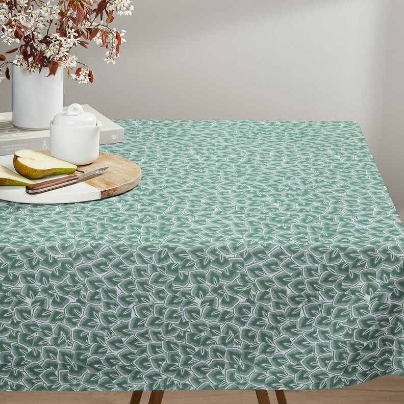 Cotton Cretonne Abstract leaves – sage/ivory,  image number 8