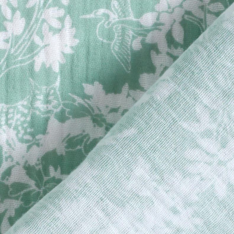Double Gauze/Muslin Floral Pattern – eucalyptus/white,  image number 4