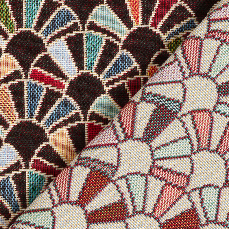 Decor Fabric Tapestry Fabric retro fans – black/carmine,  image number 4
