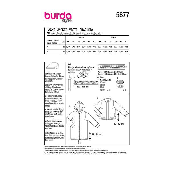 Plus-Size Jacket | Burda 5877 | 44-54,  image number 9
