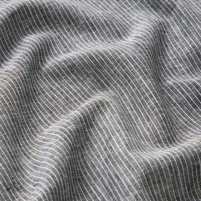 Linen Cotton Blend Narrow Stripes – black/white,  image number 2