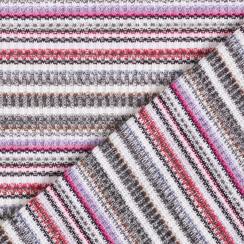 Horizontal stripes glittery rib knit,  image number 5