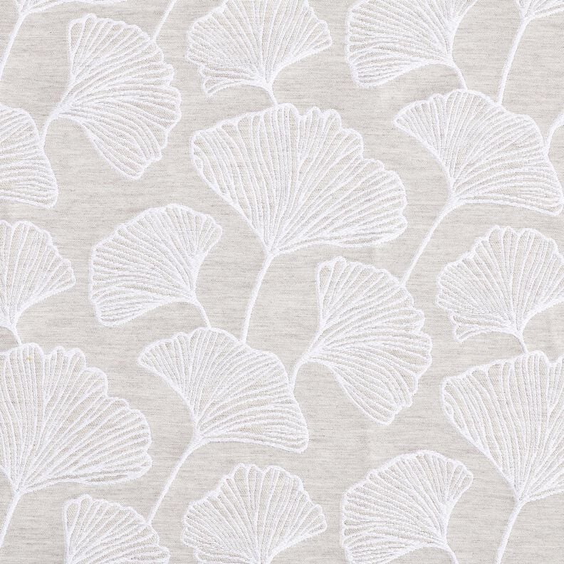 Decor Fabric Jacquard large ginkgo – misty grey/ivory,  image number 1