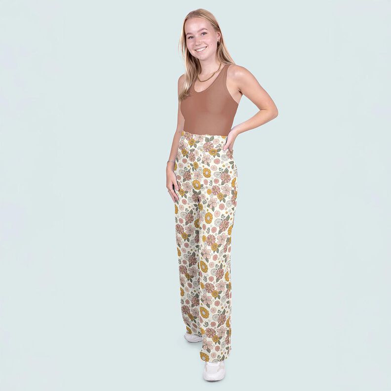 Double Gauze/Muslin Retro Flowers – white, image number 5