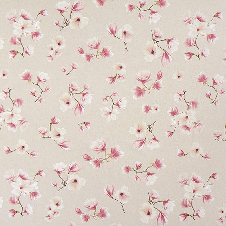 Decor Fabric Half Panama Magnolia Blossom – hollyhock/natural,  image number 1