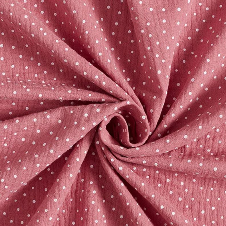 Double Gauze/Muslin Polka Dots – dusky pink/white,  image number 3