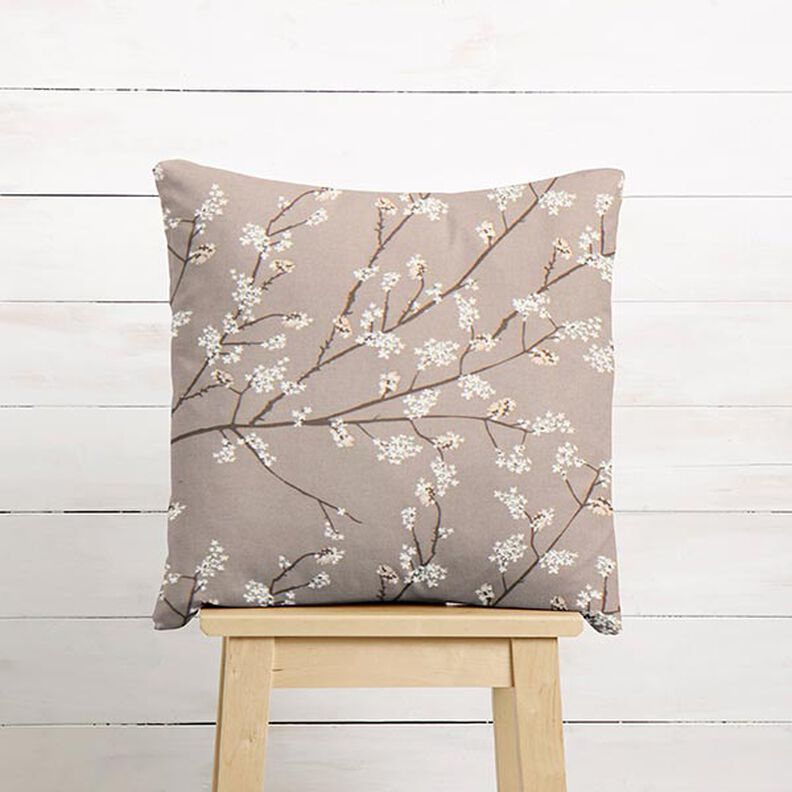 Decor Fabric Half Panama Flowering Branches – taupe,  image number 7