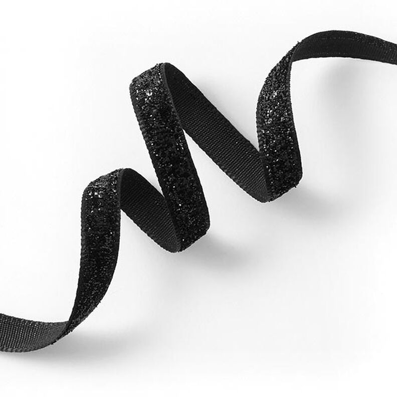 Velvet ribbon Metallic [10 mm] – black,  image number 1