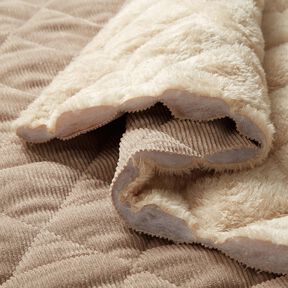 Quilted Fabric Corduroy with fur backing diamonds – taupe, 